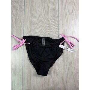 PINK Victoria's Secret Bikini Bottoms Black Pink Tie Side String Swim M